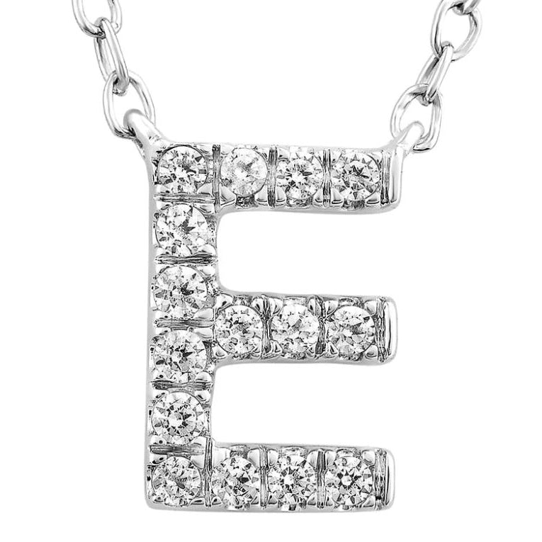 9ct White Gold Initial 'E' with 0.09ct Diamond Necklace