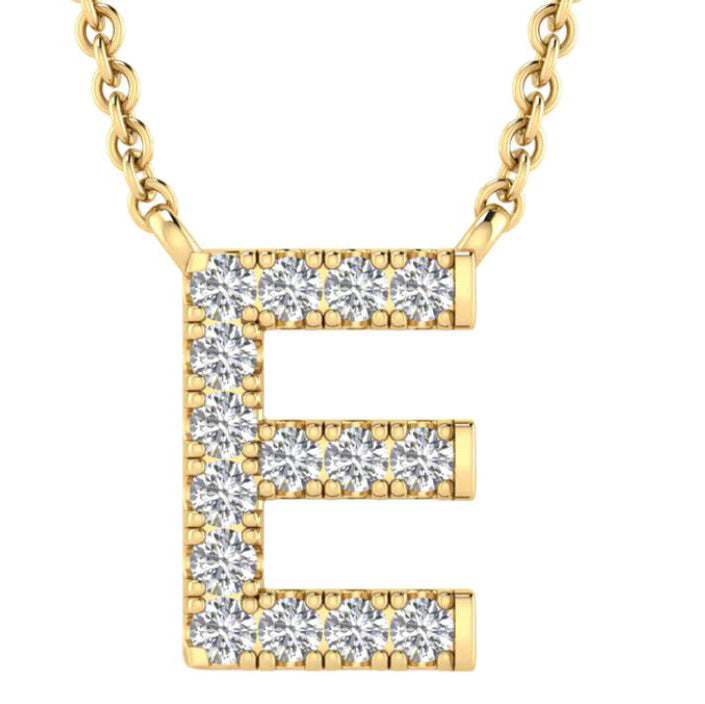 9ct Yellow Gold Initial 'E' with 0.09ct Diamond Necklace