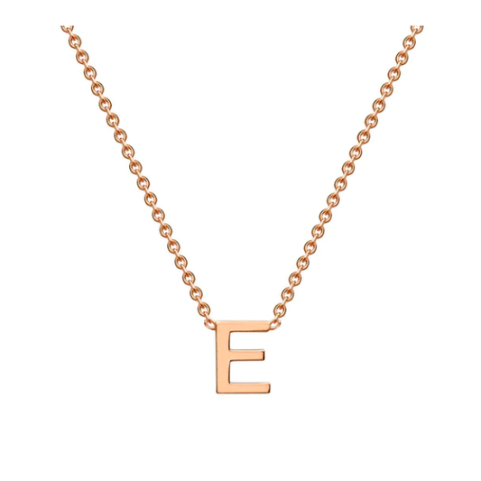 9ct Rose Gold Petite Initial 'E' Necklace