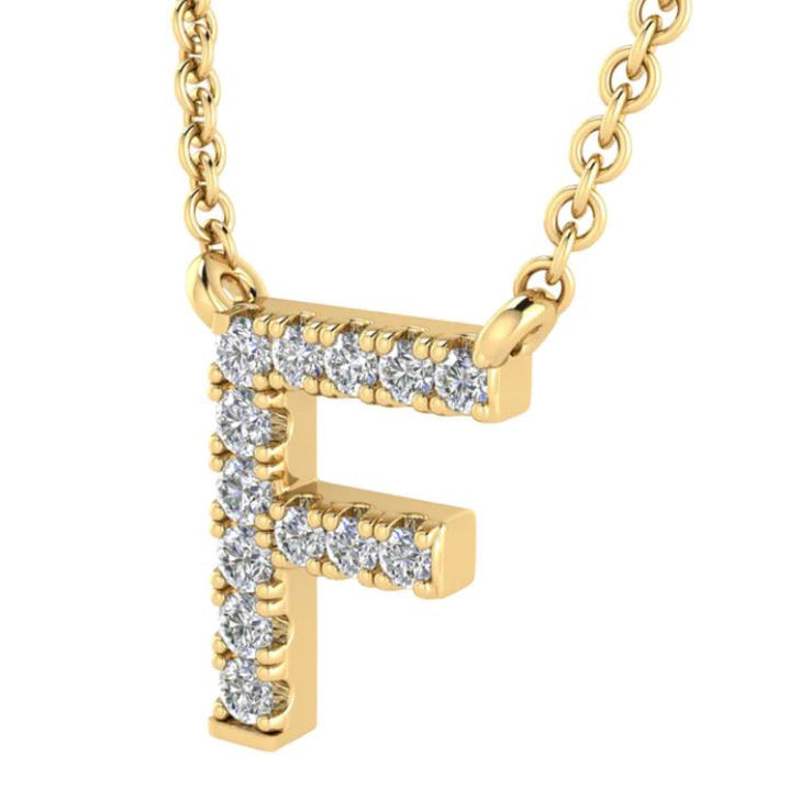 9ct Yellow Gold Initial 'F' with 0.06ct Diamond Necklace