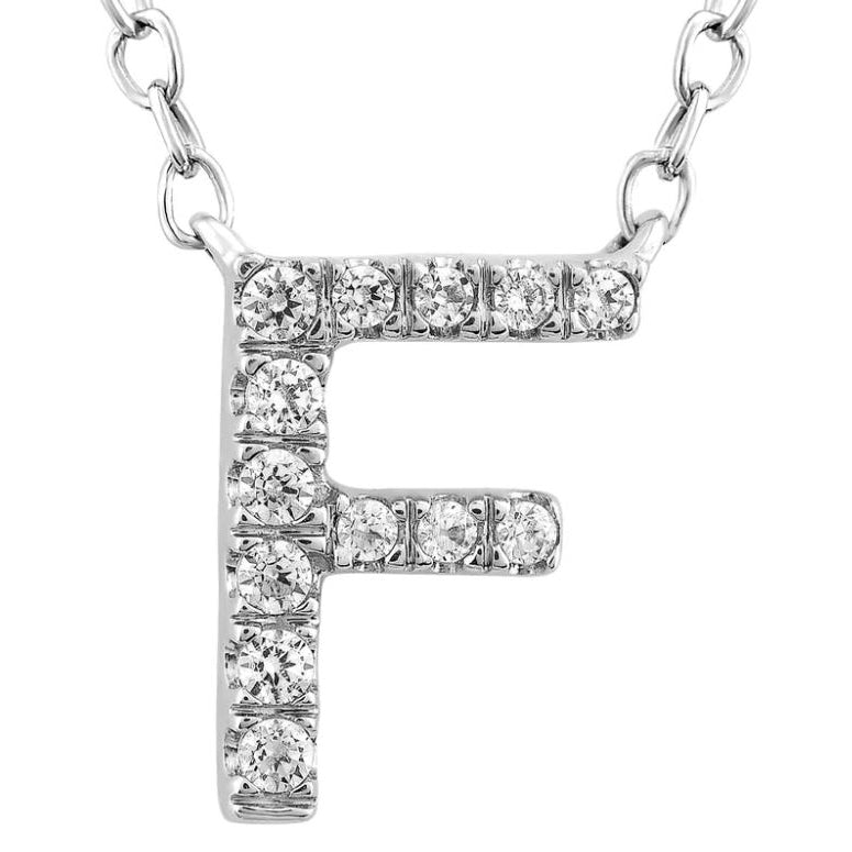 9ct White Gold Initial 'F' with 0.06ct Diamond Necklace