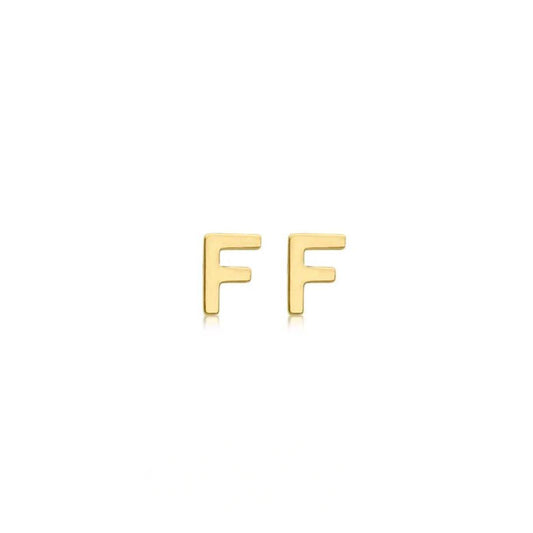 9ct Yellow Gold Petite Initial 'F' Earring