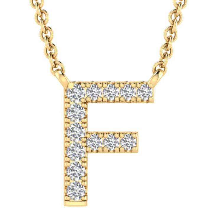 9ct Yellow Gold Initial 'F' with 0.06ct Diamond Necklace