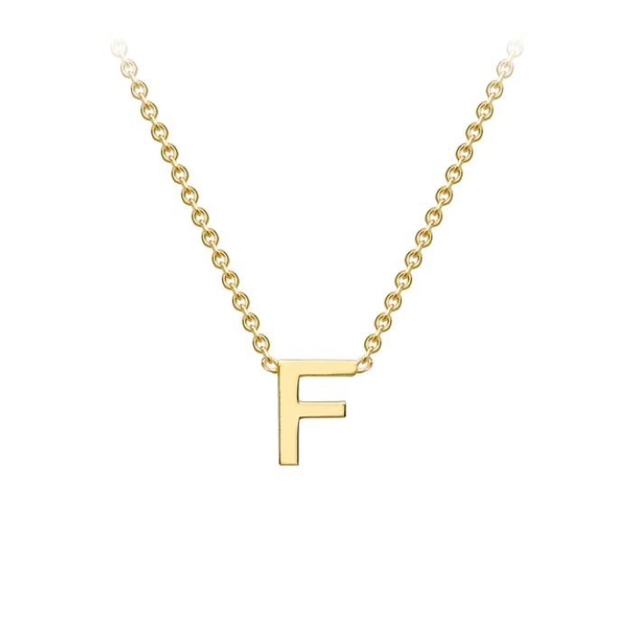 9ct Yellow Gold Petite Initial 'F' Necklace