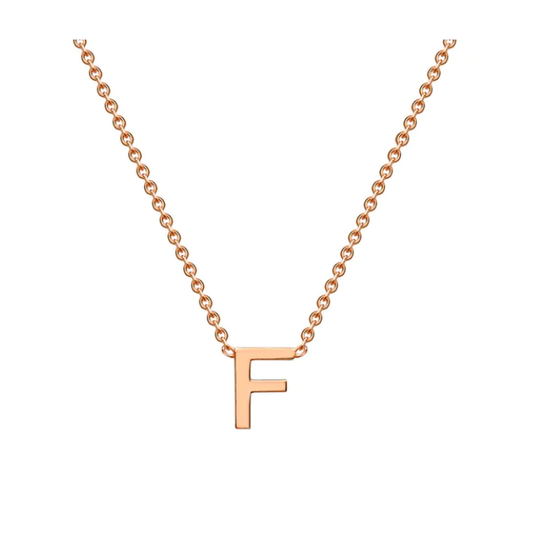 9ct Rose Gold Petite Initial 'F' Necklace