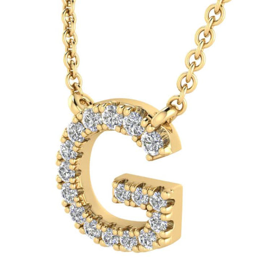 9ct Yellow Gold Initial 'G' with 0.09ct Diamond Necklace