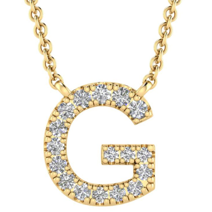 9ct Yellow Gold Initial 'G' with 0.09ct Diamond Necklace