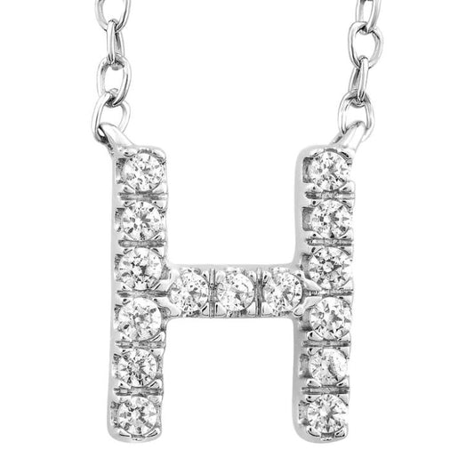 9ct White Gold Initial 'H' with 0.09ct Diamond Necklace