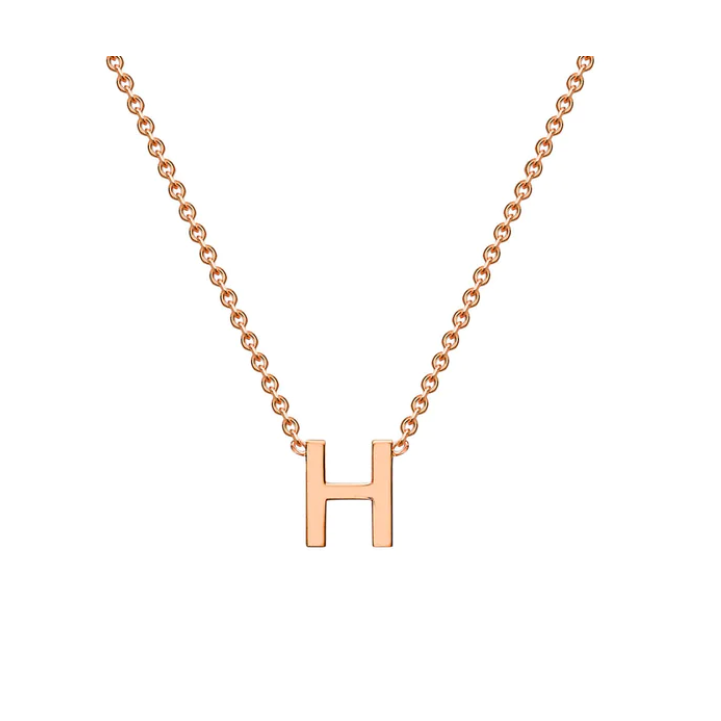 9ct Rose Gold Petite Initial 'H' Necklace