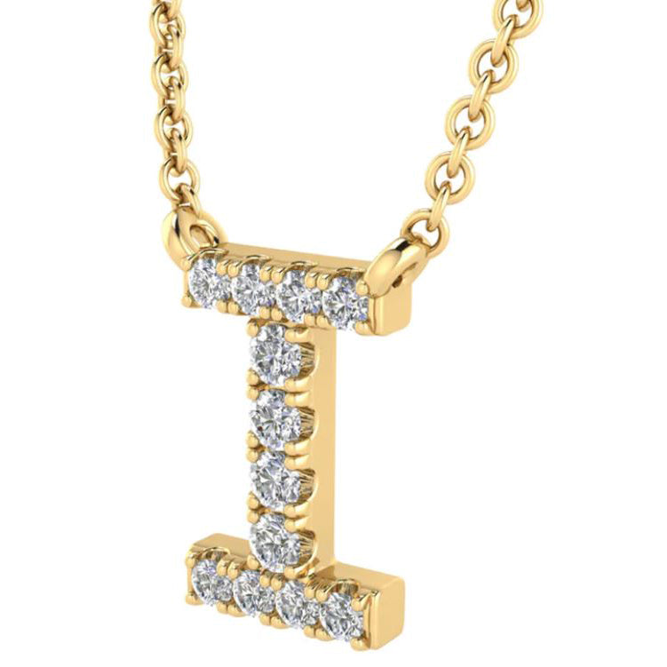 9ct Yellow Gold Initial 'I' with 0.06ct Diamond Necklace