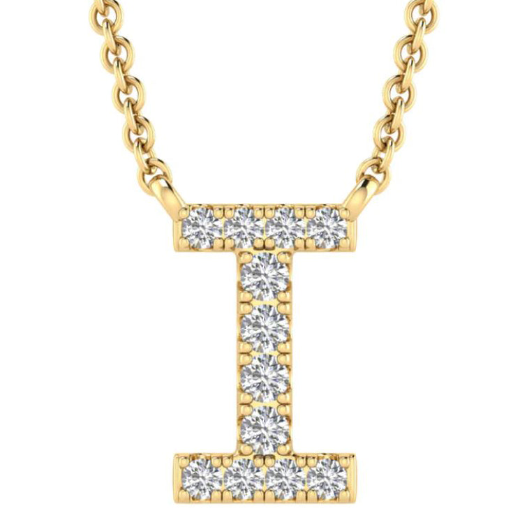 9ct Yellow Gold Initial 'I' with 0.06ct Diamond Necklace