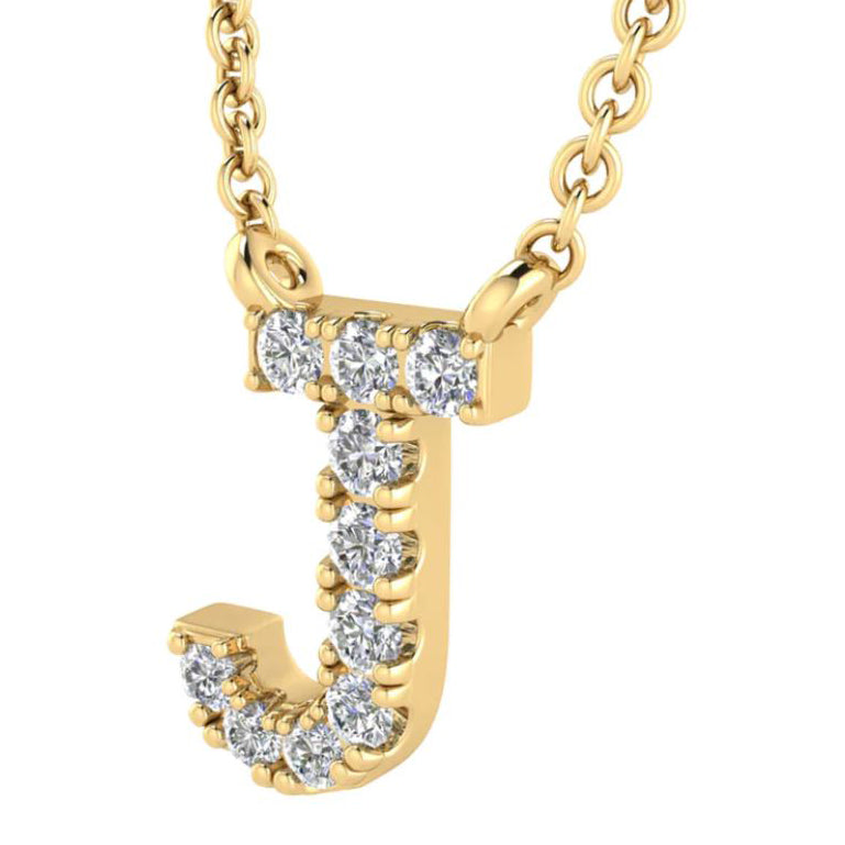 9ct Yellow Gold Initial 'J' with 0.06ct Diamond Necklace