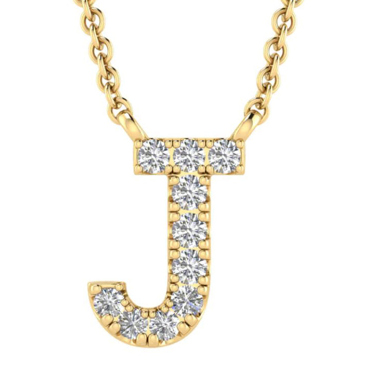 9ct Yellow Gold Initial 'J' with 0.06ct Diamond Necklace