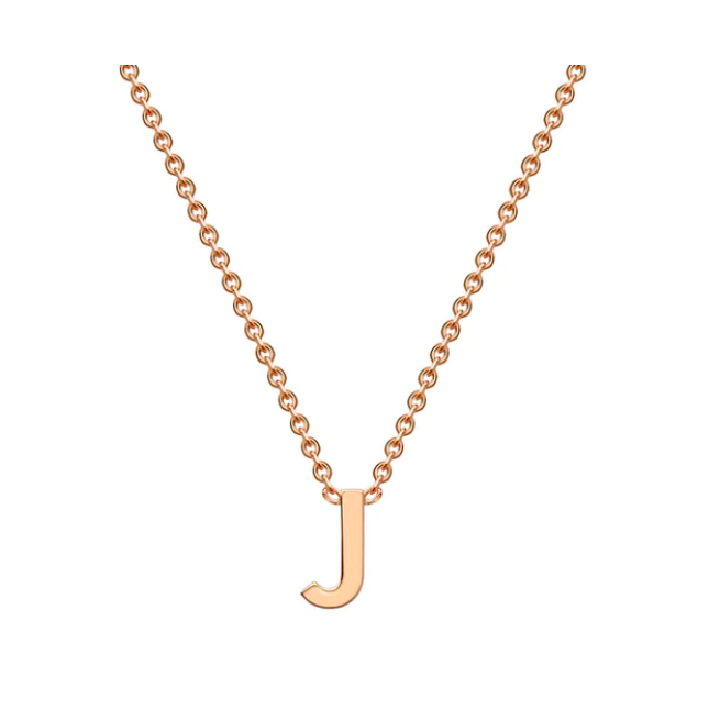 9ct Rose Gold Petite Initial 'J' Necklace