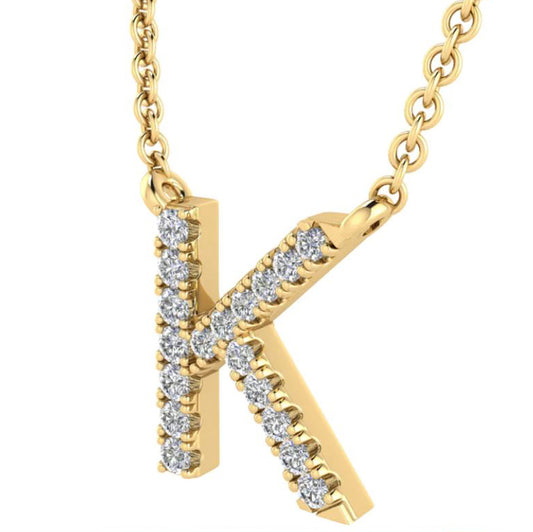 9ct Yellow Gold Initial 'K' with 0.06ct Diamond Necklace