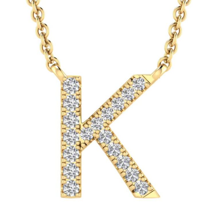 9ct Yellow Gold Initial 'K' with 0.06ct Diamond Necklace