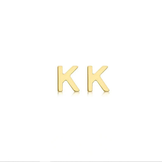 9ct Yellow Gold Petite Initial 'K' Earring
