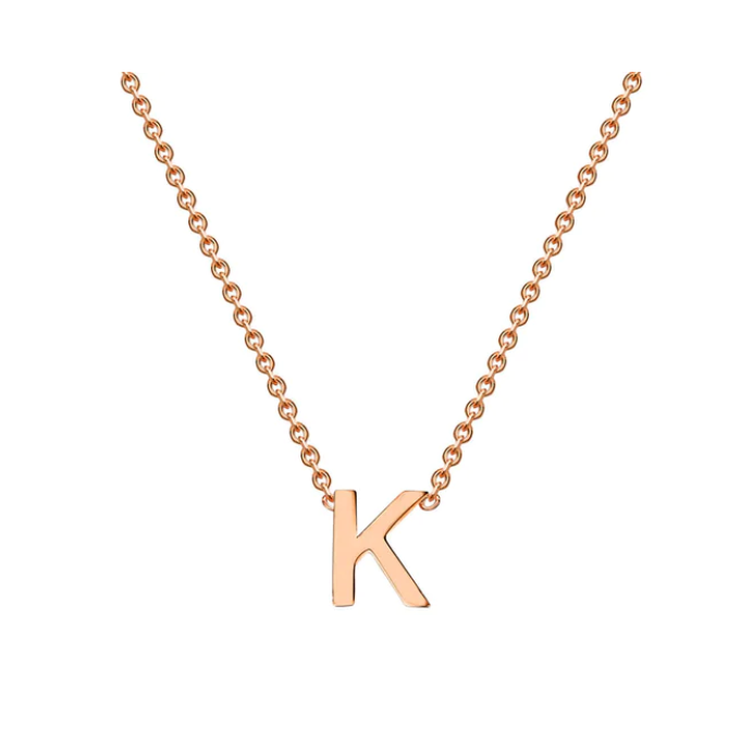 9ct Rose Gold Petite Initial 'K' Necklace