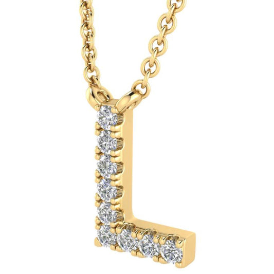 9ct Yellow Gold Initial 'L' with 0.06ct Diamond Necklace