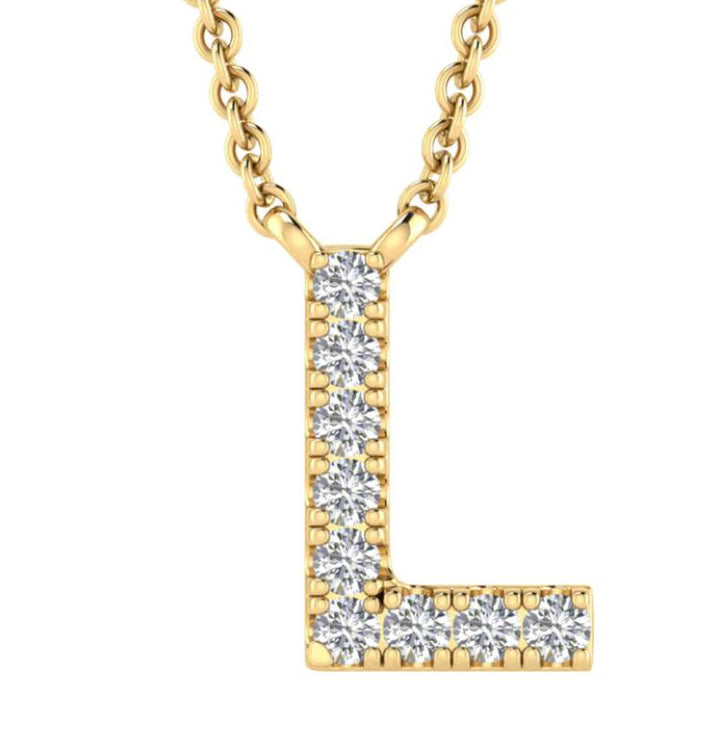 9ct Yellow Gold Initial 'L' with 0.06ct Diamond Necklace