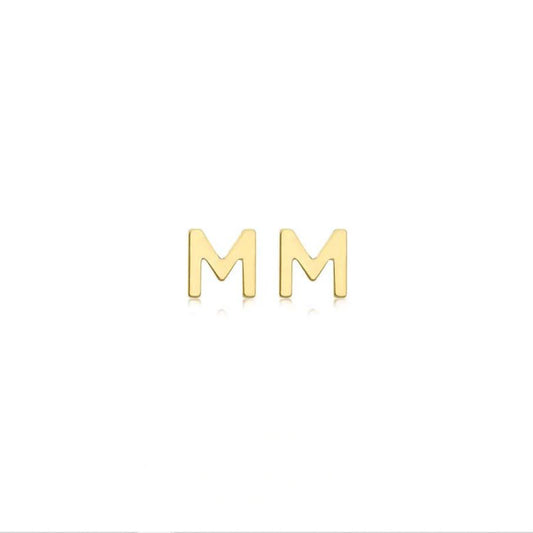 9ct Yellow Gold Petite Initial 'M' Earring