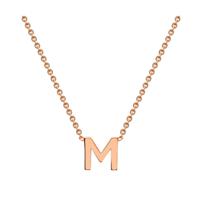 9ct Rose Gold Petite Initial 'M' Necklace