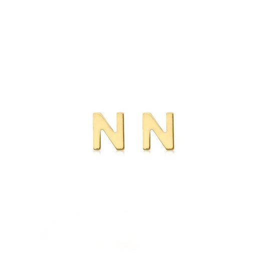 9ct Yellow Gold Petite Initial 'N' Earring