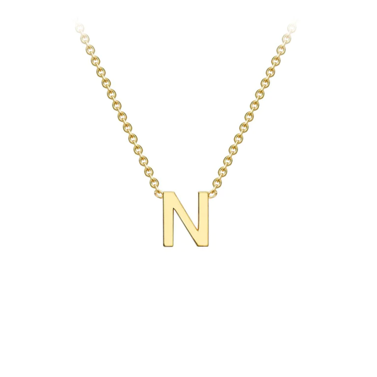 9ct Yellow Gold Petite Initial 'N' Necklace