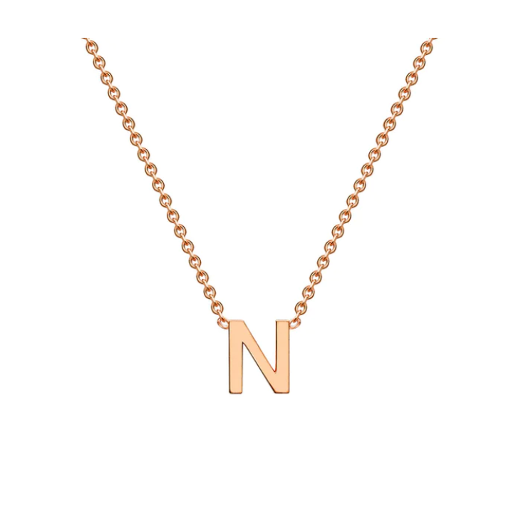 9ct Rose Gold Petite Initial 'N' Necklace