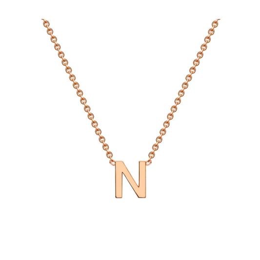 9ct Rose Gold Petite Initial 'N' Necklace