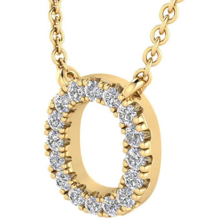 9ct Yellow Gold Initial 'O' with 0.09ct Diamond Necklace