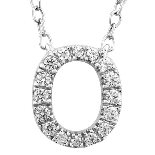 9ct White Gold Initial 'O' with 0.09ct Diamond Necklace