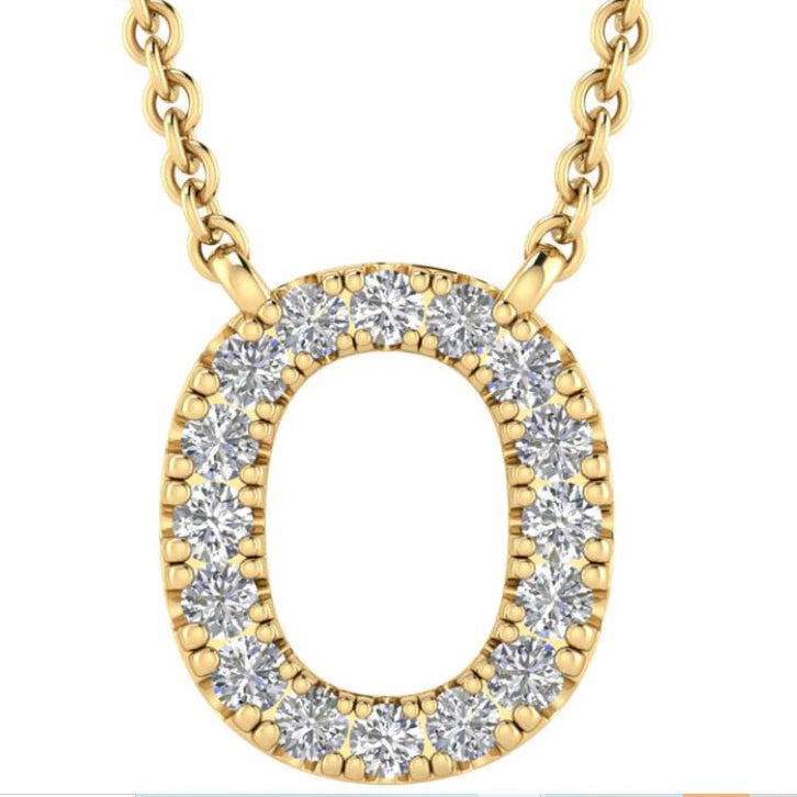 9ct Yellow Gold Initial 'O' with 0.09ct Diamond Necklace