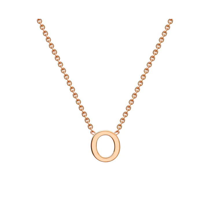 9ct Rose Gold Petite Initial 'O' Necklace