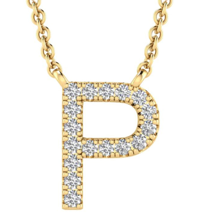 9ct Yellow Gold Initial 'P' with 0.06ct Diamond Necklace