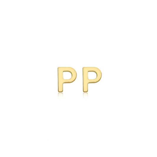 9ct Yellow Gold Petite Initial 'P' Earring