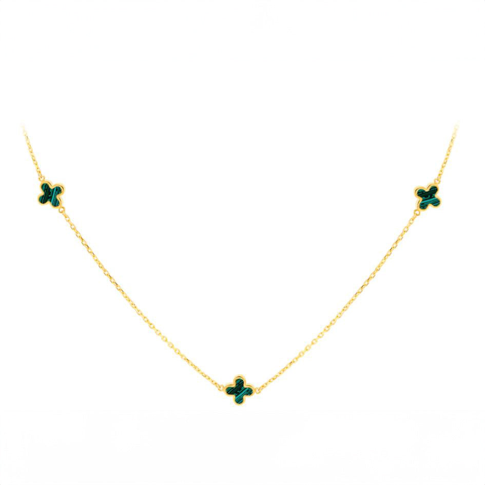 Malachite three Petal Necklace