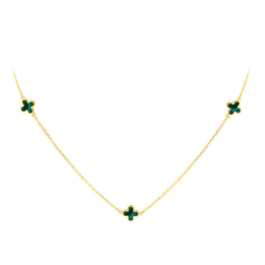 Malachite three Petal Necklace