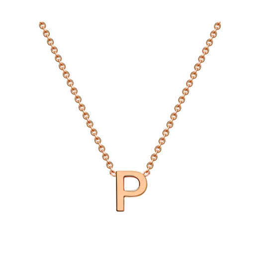 9ct Rose Gold Petite Initial 'P' Necklace