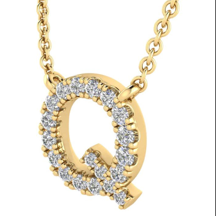 9ct Yellow Gold Initial 'Q' with 0.09ct Diamond Necklace