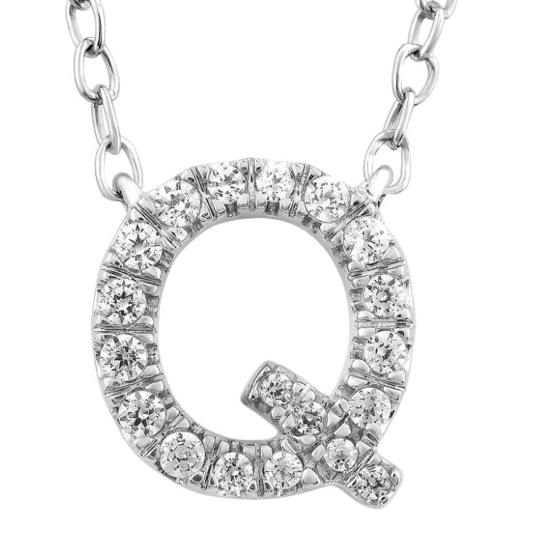 9ct White Gold Initial 'Q' with 0.09ct Diamond Necklace