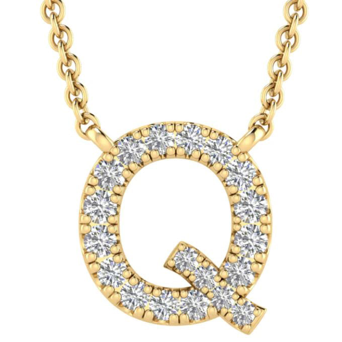 9ct Yellow Gold Initial 'Q' with 0.09ct Diamond Necklace