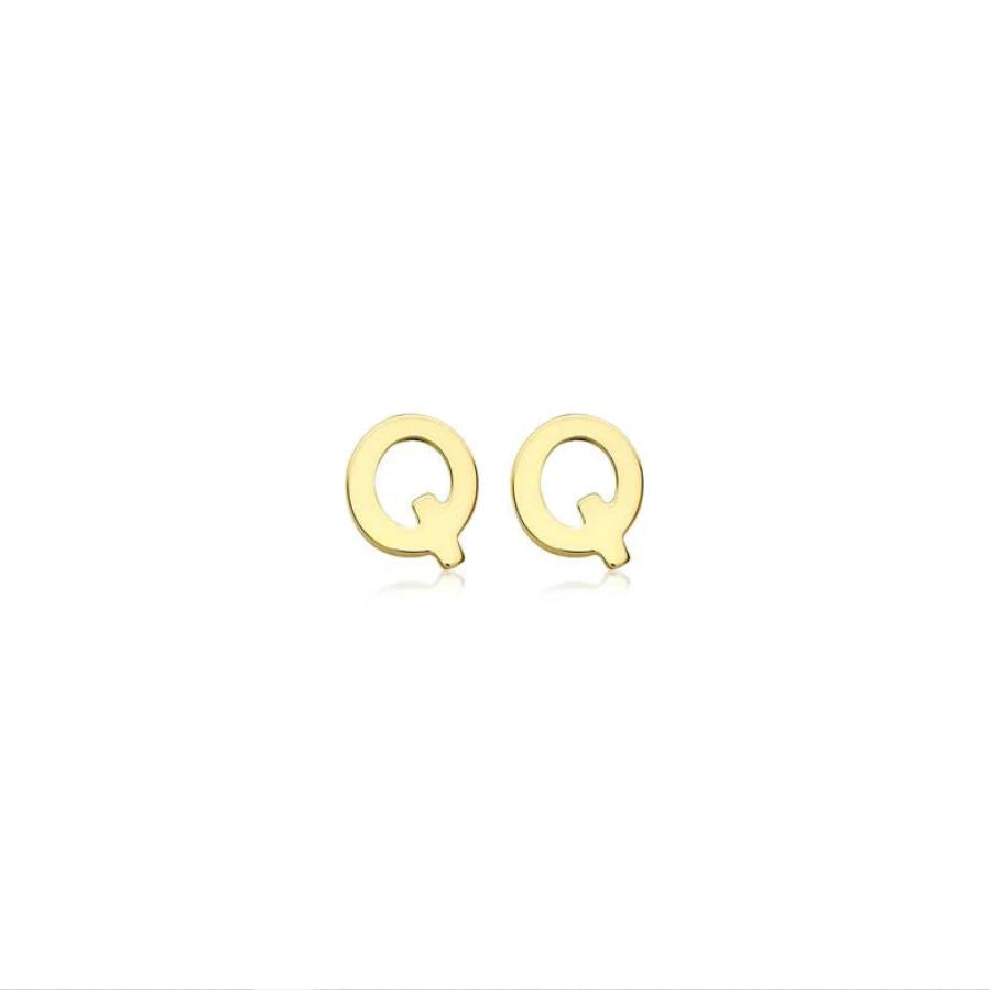 9ct Yellow Gold Petite Initial 'Q' Earring