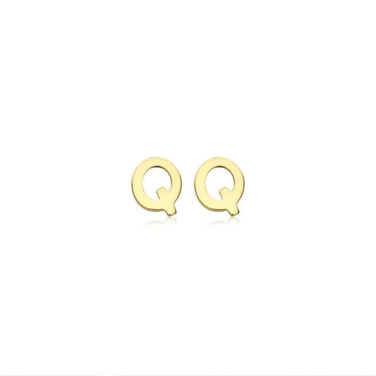 9ct Yellow Gold Petite Initial 'Q' Earring