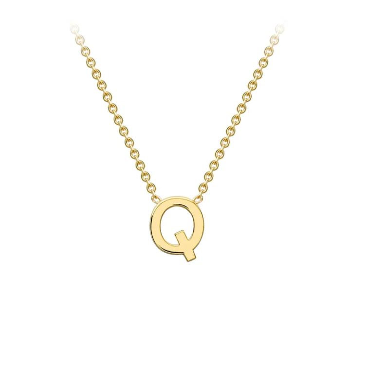 9ct Yellow Gold Petite Initial 'Q' Necklace