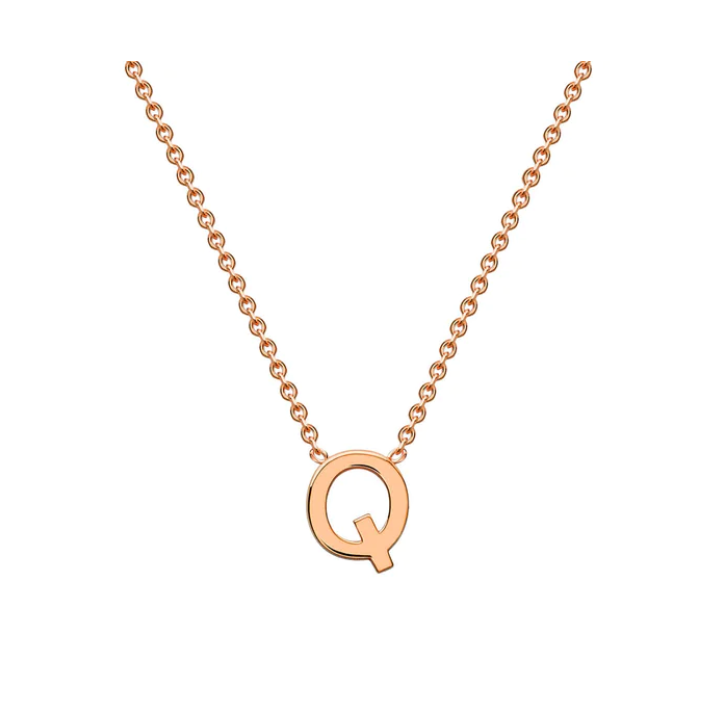 9ct Rose Gold Petite Initial 'Q' Necklace