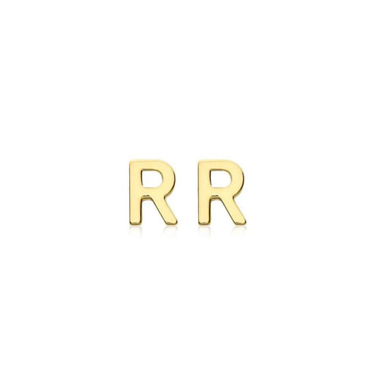 9ct Yellow Gold Petite Initial 'R' Earring
