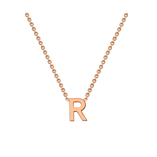 9ct Rose Gold Petite Initial 'R' Necklace