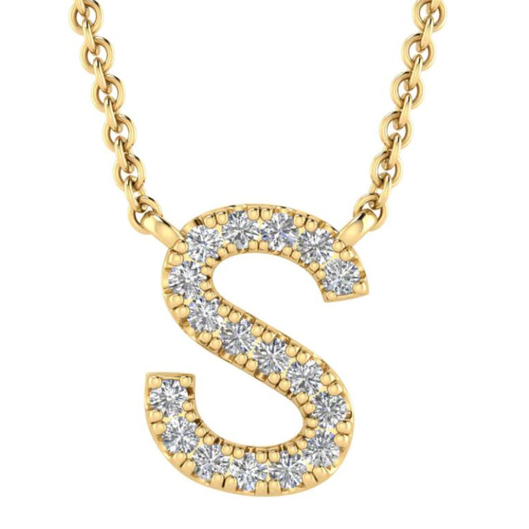 9ct Yellow Gold Initial 'S' with 0.06ct Diamond Necklace