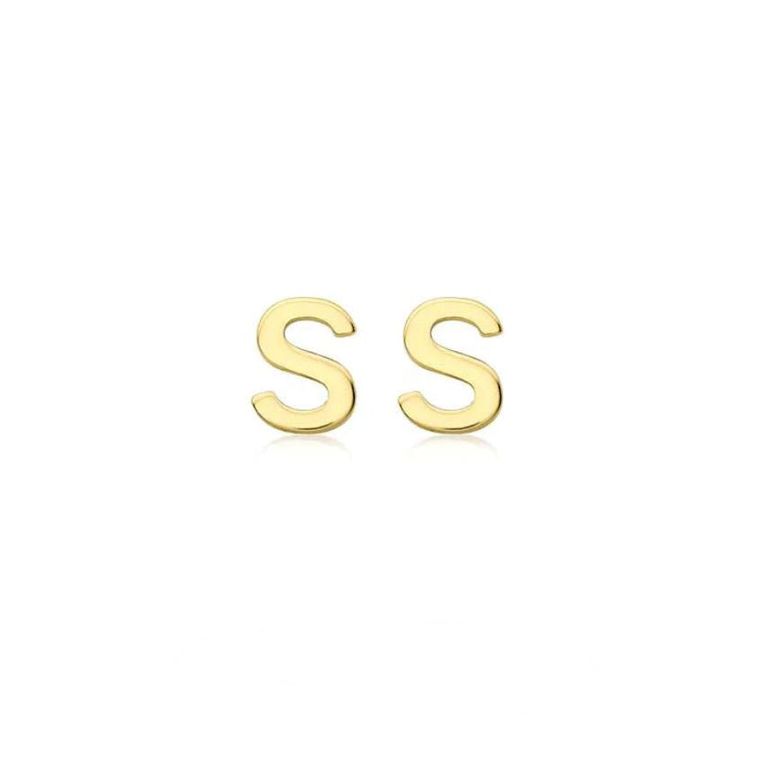 9ct Yellow Gold Petite Initial 'S' Earring